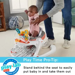 Fisher-Price Baby Portable Baby Chair Premium Sit-Me-Up Floor Seat with Snack Tray and Toy Bar,Plush Seat Pad, Peek-a-Boo Fox