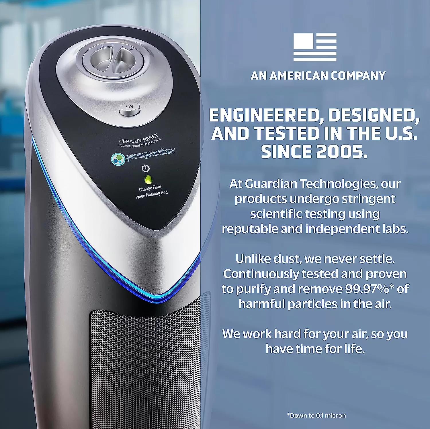 GermGuardian Air Purifier with HEPA 13 Filter, Removes 99.97% of Pollutants, Gray, AC4825E