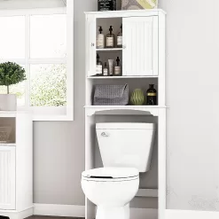Spirich Over The Toilet Storage Cabinet, Bathroom Shelf Over Toilet, Bathroom Storage Cabinet Organizer, White