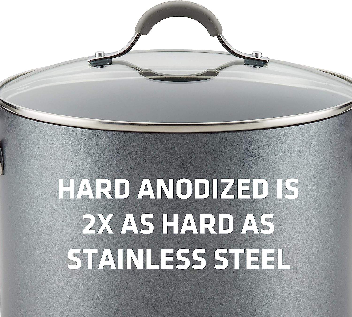 Circulon 84567 3-Qt.Covered Straining Pour Spouts Hard Anodized Aluminum Saucepan, 3 quart, Oyster Gray