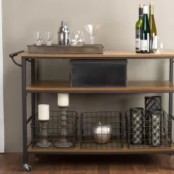 Baxton Studio Lancashire Wood and Metal Kitchen Cart, Brown