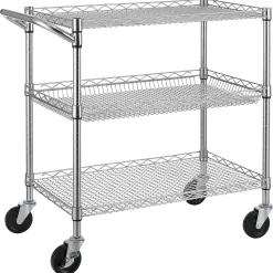 Finnhomy 3 Tier Heavy Duty Commercial Grade Utility Cart, Wire Rolling Cart with Handle Bar