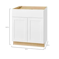 Hampton Bay B30 Avondale 30 in. W x 24 in. D x 34.5 in. H Ready to Assemble Plywood Shaker Base Kitchen Cabinet in Alpine White