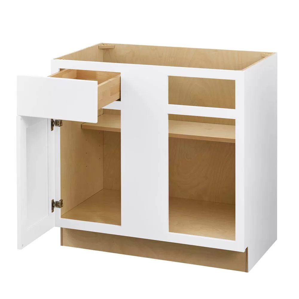 Hampton Bay BBC36 Avondale 36 in. W x 24 in. D x 34.5 in. H Ready to Assemble Plywood Shaker Blind Corner Kitchen Cabinet in Alpine White