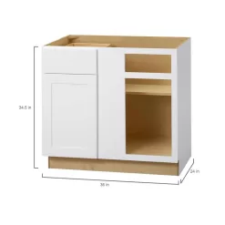 Hampton Bay BBC36 Avondale 36 in. W x 24 in. D x 34.5 in. H Ready to Assemble Plywood Shaker Blind Corner Kitchen Cabinet in Alpine White