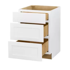 Hampton Bay DB24 Avondale 24 in. W x 24 in. D x 34.5 in. H Ready to Assemble Plywood Shaker Drawer Base Kitchen Cabinet in Alpine White