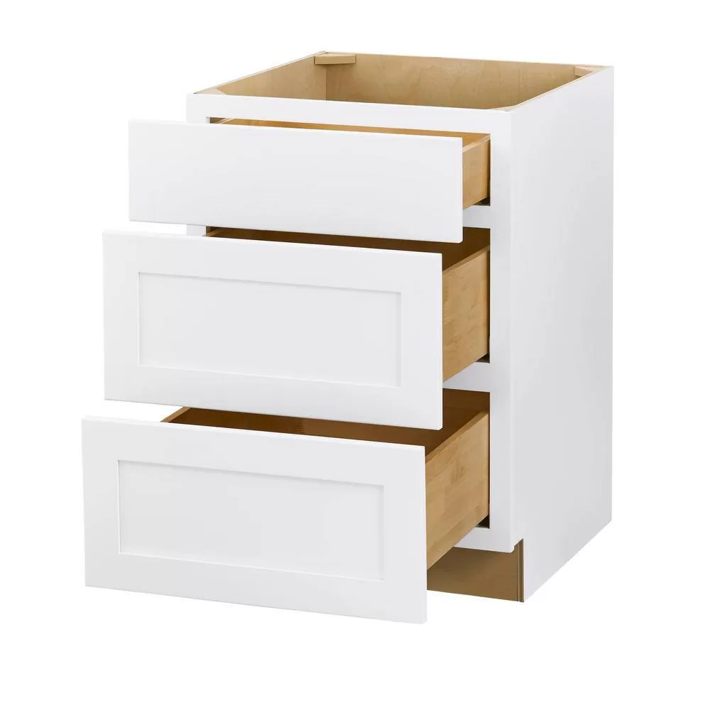 Hampton Bay DB24 Avondale 24 in. W x 24 in. D x 34.5 in. H Ready to Assemble Plywood Shaker Drawer Base Kitchen Cabinet in Alpine White