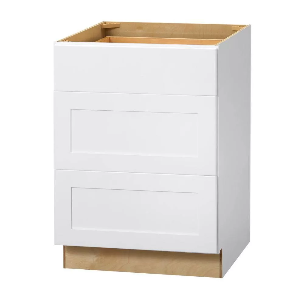 Hampton Bay DB24 Avondale 24 in. W x 24 in. D x 34.5 in. H Ready to Assemble Plywood Shaker Drawer Base Kitchen Cabinet in Alpine White