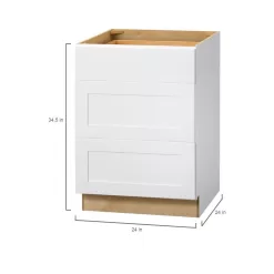 Hampton Bay DB24 Avondale 24 in. W x 24 in. D x 34.5 in. H Ready to Assemble Plywood Shaker Drawer Base Kitchen Cabinet in Alpine White