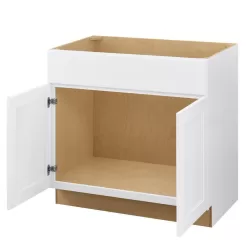Hampton Bay SB36 Avondale 36 in. W x 24 in. D x 34.5 in. H Ready to Assemble Plywood Shaker Sink Base Kitchen Cabinet in Alpine White