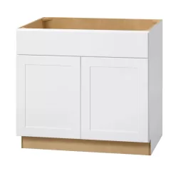 Hampton Bay SB36 Avondale 36 in. W x 24 in. D x 34.5 in. H Ready to Assemble Plywood Shaker Sink Base Kitchen Cabinet in Alpine White