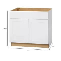 Hampton Bay SB36 Avondale 36 in. W x 24 in. D x 34.5 in. H Ready to Assemble Plywood Shaker Sink Base Kitchen Cabinet in Alpine White