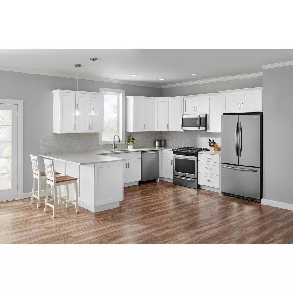 Hampton Bay W301812 Avondale 30 in. W x 12 in. D x 18 in. H Ready to Assemble Plywood Shaker Wall Bridge Kitchen Cabinet in Alpine White
