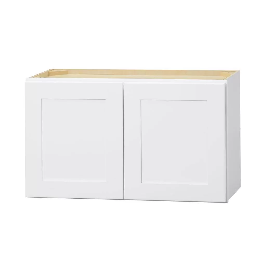 Hampton Bay W301812 Avondale 30 in. W x 12 in. D x 18 in. H Ready to Assemble Plywood Shaker Wall Bridge Kitchen Cabinet in Alpine White