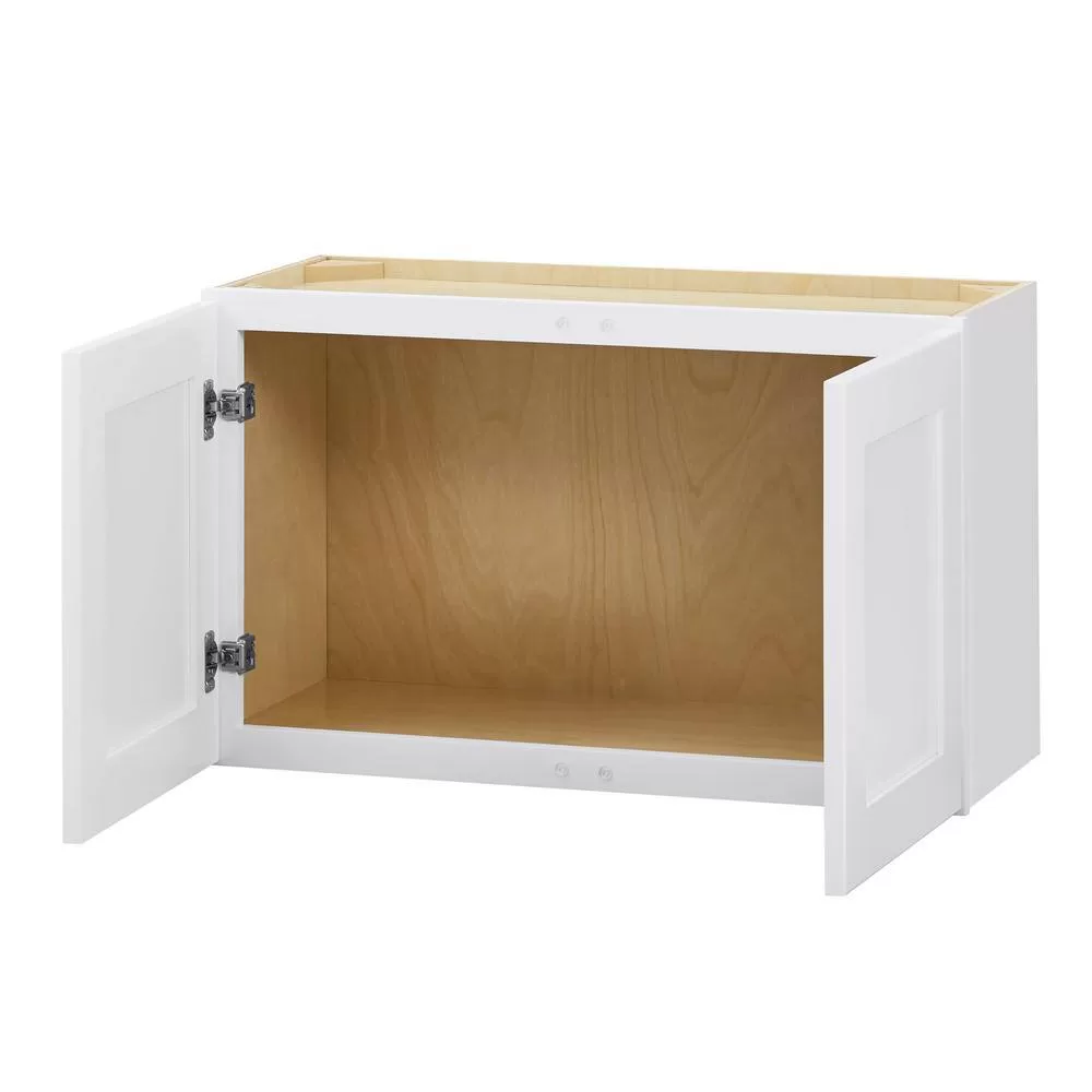 Hampton Bay W301812 Avondale 30 in. W x 12 in. D x 18 in. H Ready to Assemble Plywood Shaker Wall Bridge Kitchen Cabinet in Alpine White