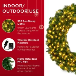 Best Choice Products SKY5983 60 in. Pre-Lit LED Spruce Artificial Christmas Wreath with 300-Lights