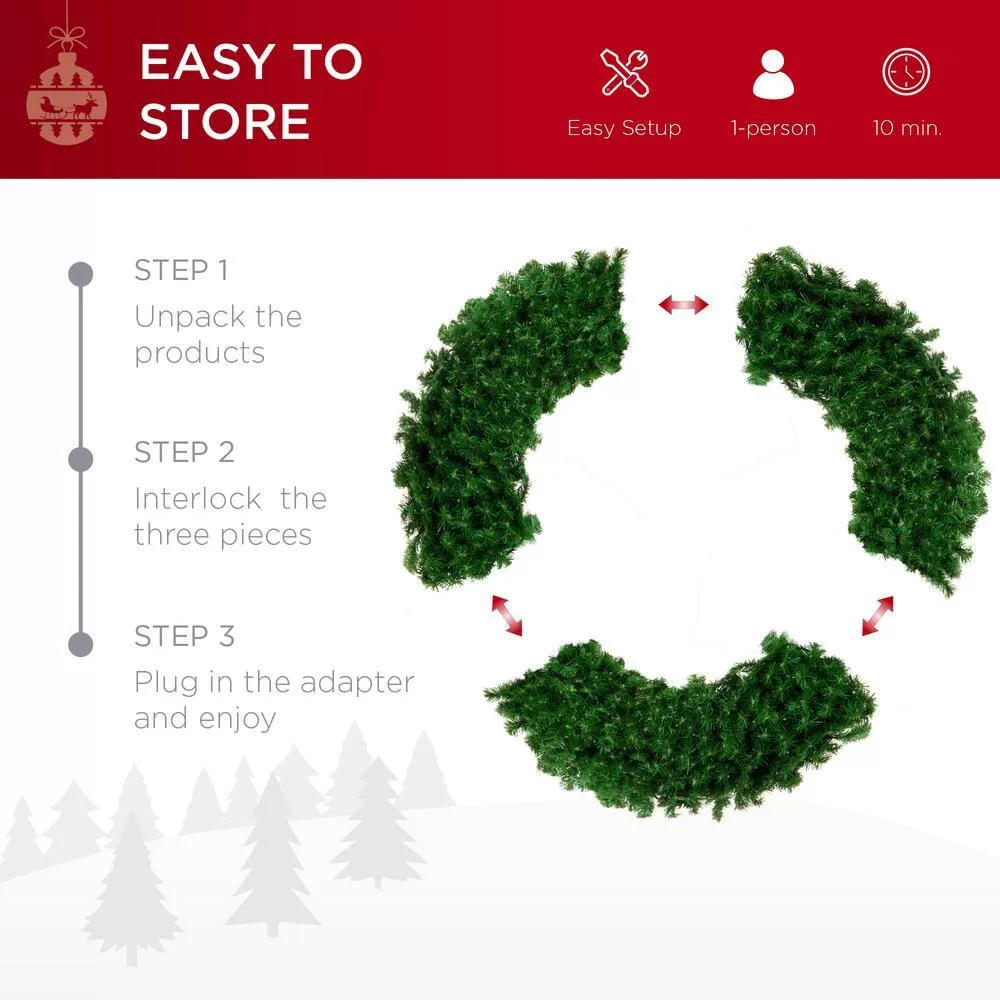 Best Choice Products SKY5983 60 in. Pre-Lit LED Spruce Artificial Christmas Wreath with 300-Lights