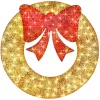 Best Choice Products SKY6245 48 in. Gold Pre-Lit LED Outdoor Artificial Christmas Wreath with140-Lights and Red Bow