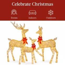 Best Choice Products SKY5826 60 in. LED Metal Deer Family Christmas Yard Decoration