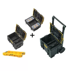 DEWALT DWST08165005010 TOUGHSYSTEM 2.0 22 in. Small Tool Box, 22 in. Large Tool Box, 24 in. Mobile Tool Box, and Shallow Tool Tray