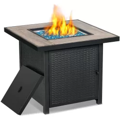 HeatMaxx SRGF11626 30 in. 50,000 BTU Propane Gas Fire Pit Table, Square Gas Firepits with Fire Glass for Outside