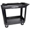 Husky 410-113-0111 2-Tier Plastic 4-Wheeled Service Cart in Black with 500 lb. Capacity