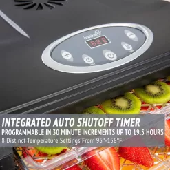 Ivation 9 Plastic Tray Food Dehydrator For Snacks, Herbs, Fruit and Beef Jerky