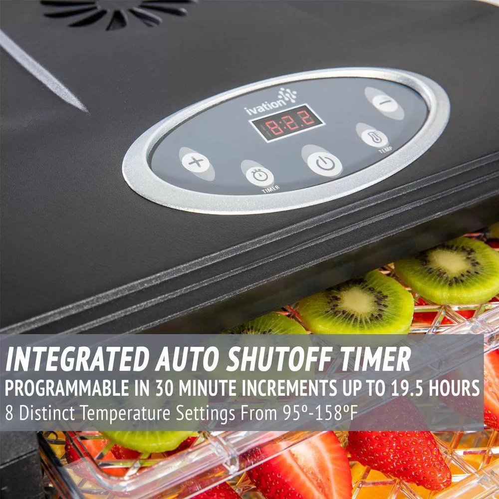 Ivation 9 Plastic Tray Food Dehydrator For Snacks, Herbs, Fruit and Beef Jerky