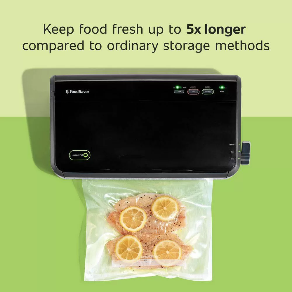 FoodSaver 2-in-1 Black/Stainless Steel Vacuum Sealer System with Starter Kit