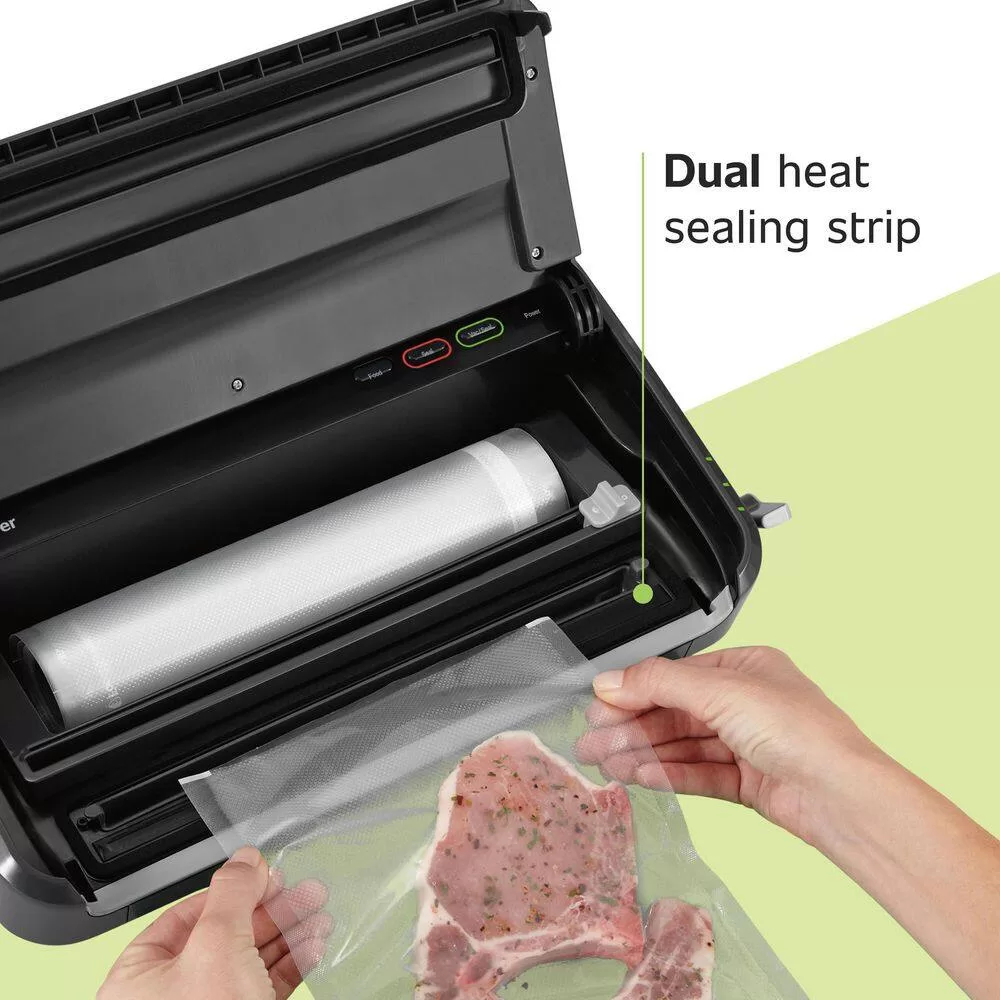 FoodSaver 2-in-1 Black/Stainless Steel Vacuum Sealer System with Starter Kit
