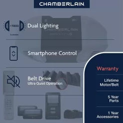 Chamberlain B4505T B4505T 3/4 HP Smart Quiet Belt Drive Garage Door Opener