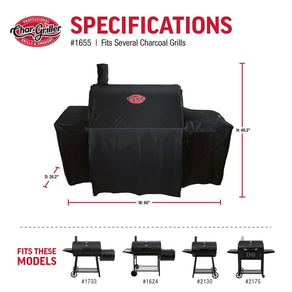 Char-Griller 1733 Smokin' Champ Charcoal Grill Offset Smoker in Black