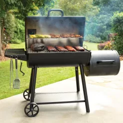 Char-Griller 1733 Smokin' Champ Charcoal Grill Offset Smoker in Black
