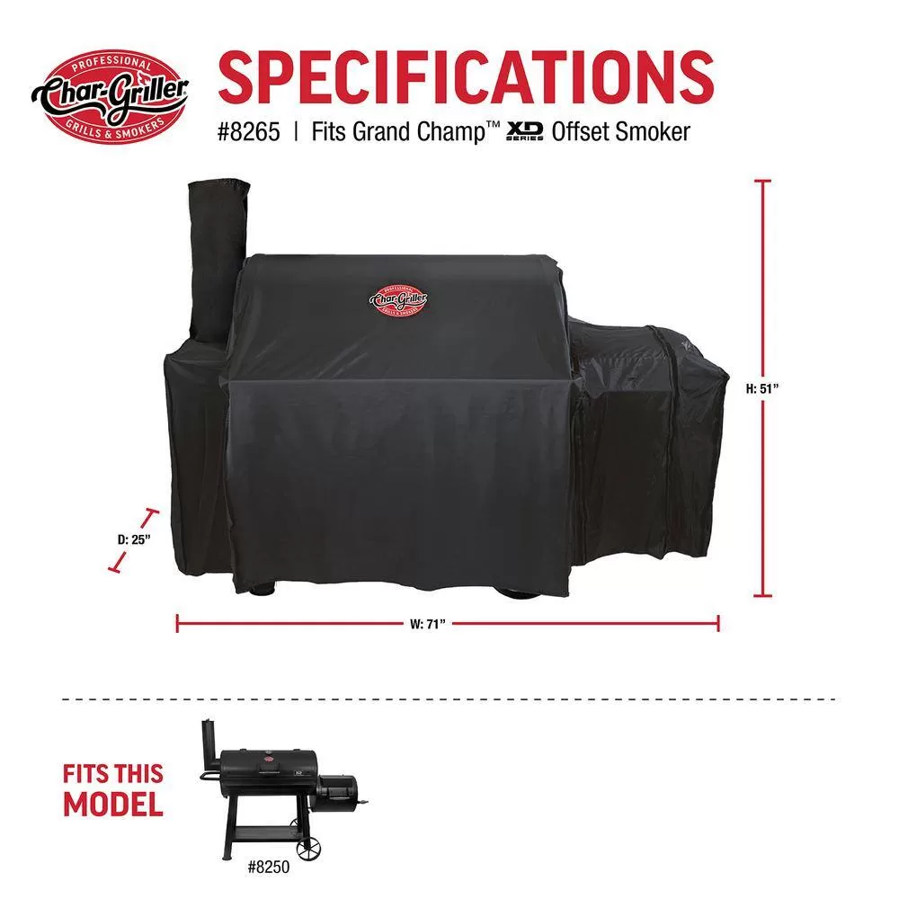 Char-Griller 8250 Grand Champ Charcoal Grill and Offset Smoker in Black