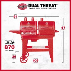 Char-Griller E5037 Dual Threat 2-Burner Gas and Charcoal Grill in Black