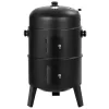 MASTER COOK SRCG20008 Vertical 16 in. Steel Charcoal Smoker, Heavy-Duty Round BBQ Grill for Outdoor Cooking in Black