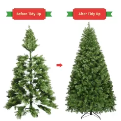 Costway CM20716 8 ft. Pre-Lit Dense PVC Christmas Tree Spruce Hinged with 880 LED Lights and Stand