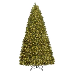Costway CM20716 8 ft. Pre-Lit Dense PVC Christmas Tree Spruce Hinged with 880 LED Lights and Stand
