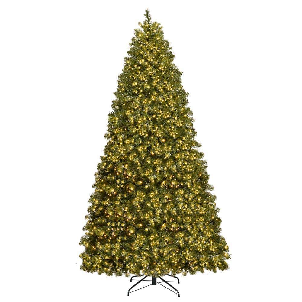 Costway CM20716 8 ft. Pre-Lit Dense PVC Christmas Tree Spruce Hinged with 880 LED Lights and Stand