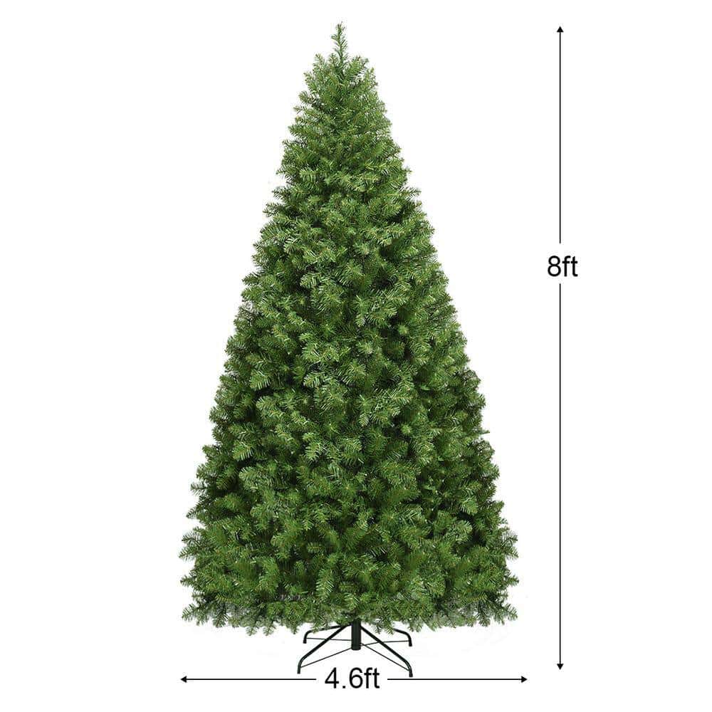 Costway CM20716 8 ft. Pre-Lit Dense PVC Christmas Tree Spruce Hinged with 880 LED Lights and Stand