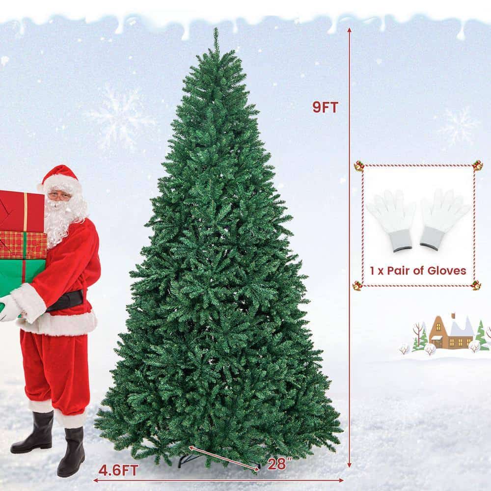 Costway CM22066 9 ft. Unlit Douglas Full Fir Hinged Artificial Christmas Tree with 3594-Tips