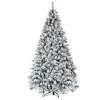 Costway CM22068 7.5 ft. Unlit Premium Snow Flocked Hinged Artificial Christmas Tree with Metal Stand