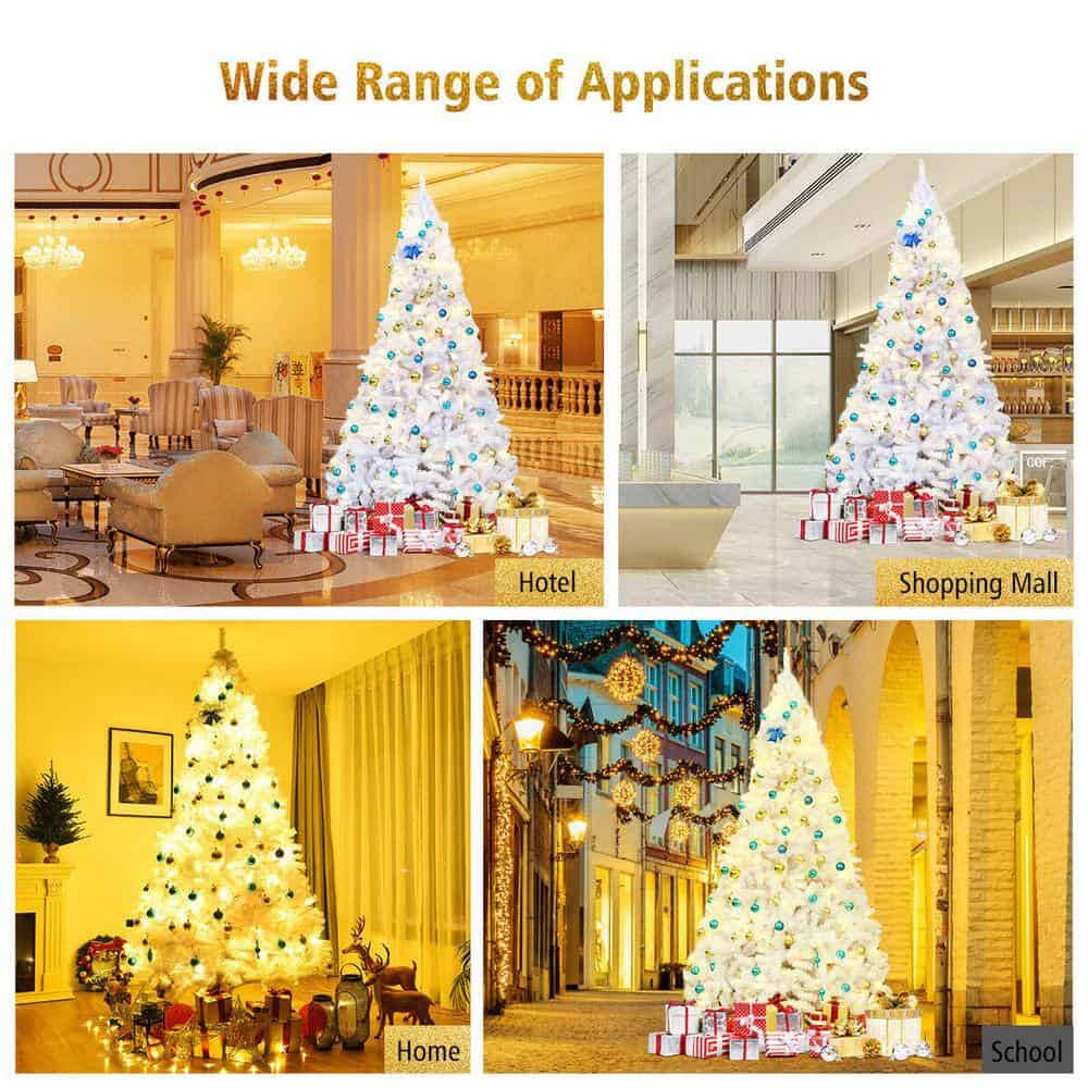 Costway CM22102 9 ft. Hinged Artificial Christmas Tree Premium Pine Tree 2132 Tips W/Metal Stand