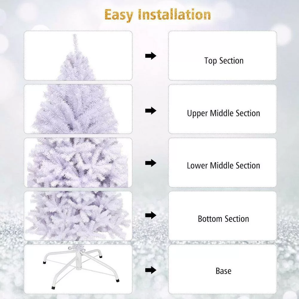 Costway CM22102 9 ft. Hinged Artificial Christmas Tree Premium Pine Tree 2132 Tips W/Metal Stand