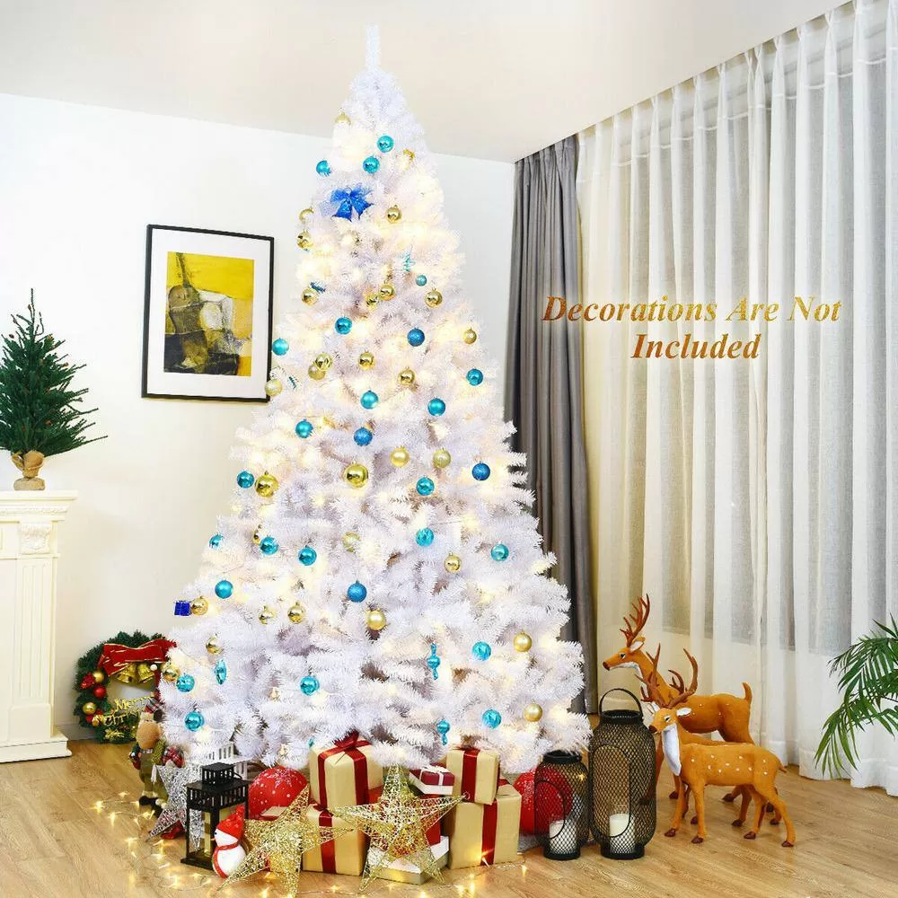 Costway CM22102 9 ft. Hinged Artificial Christmas Tree Premium Pine Tree 2132 Tips W/Metal Stand