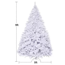 Costway CM22102 9 ft. Hinged Artificial Christmas Tree Premium Pine Tree 2132 Tips W/Metal Stand