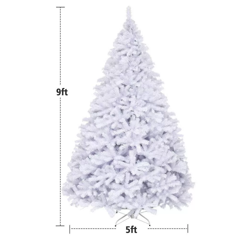 Costway CM22102 9 ft. Hinged Artificial Christmas Tree Premium Pine Tree 2132 Tips W/Metal Stand