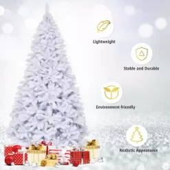 Costway CM22102 9 ft. Hinged Artificial Christmas Tree Premium Pine Tree 2132 Tips W/Metal Stand