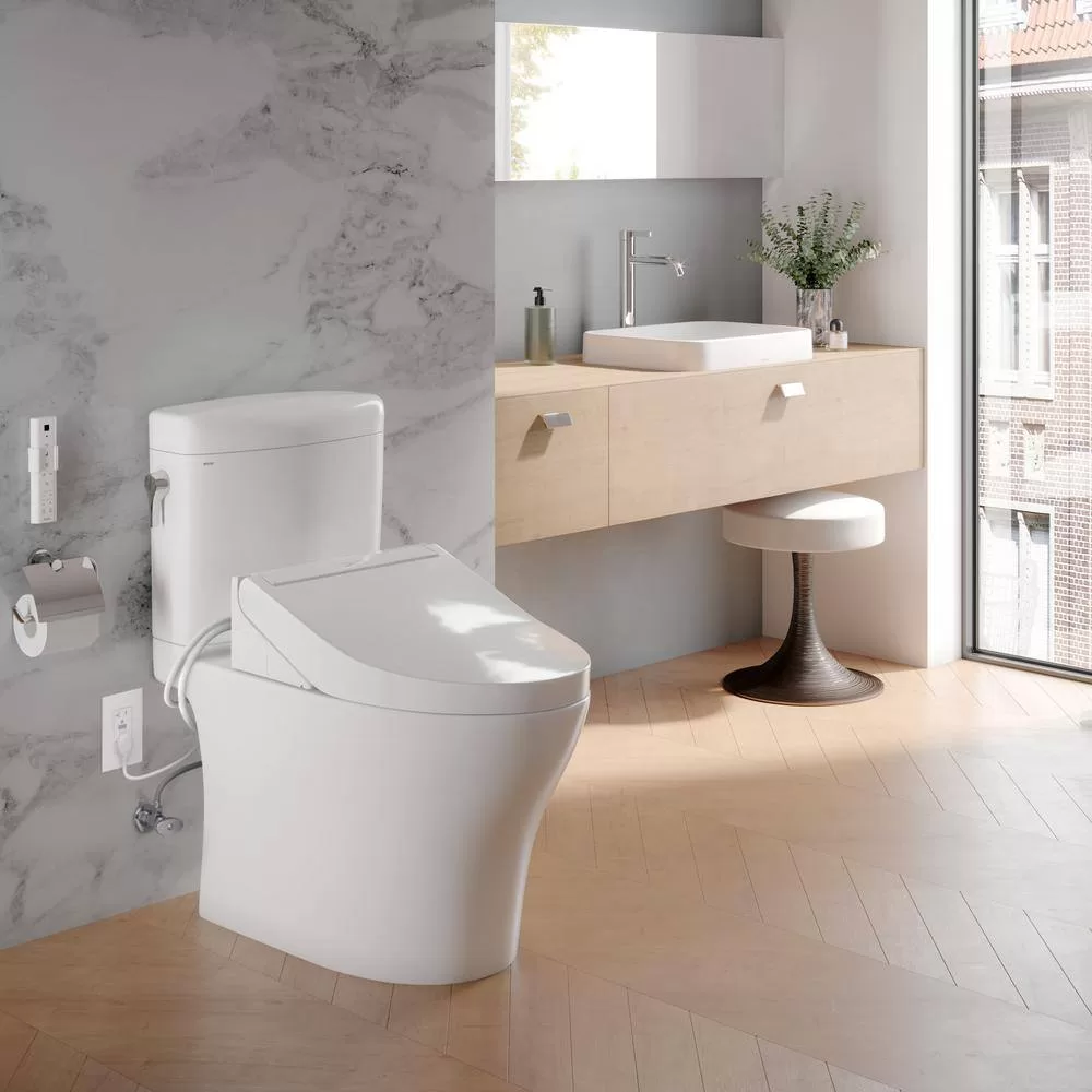 TOTO SW3084#01 C5 Washlet Electric Heated Bidet Toilet Seat for Elongated Toilet in Cotton White