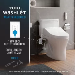 TOTO SW3084#01 C5 Washlet Electric Heated Bidet Toilet Seat for Elongated Toilet in Cotton White